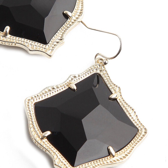 NEW Kendra Scott KIRSTEN Black Glass Drop Earrings Gold Frames w/Dust Bag - Picture 4 of 5